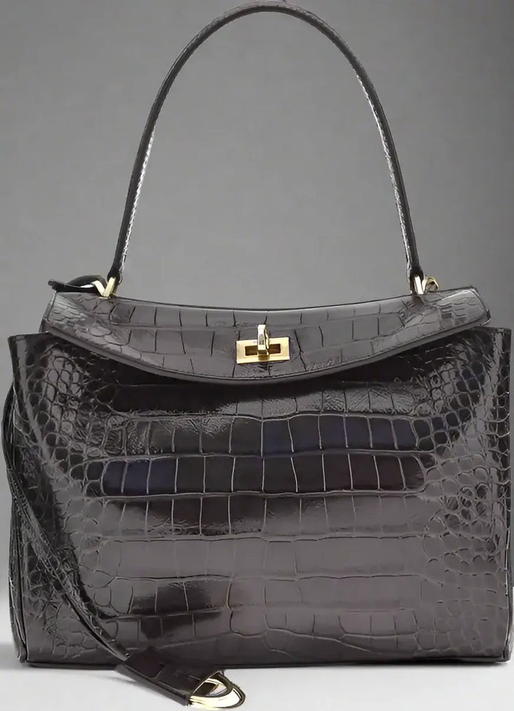BALENCIAGA Rodeo Shoulder Bag in crocodile-print leather