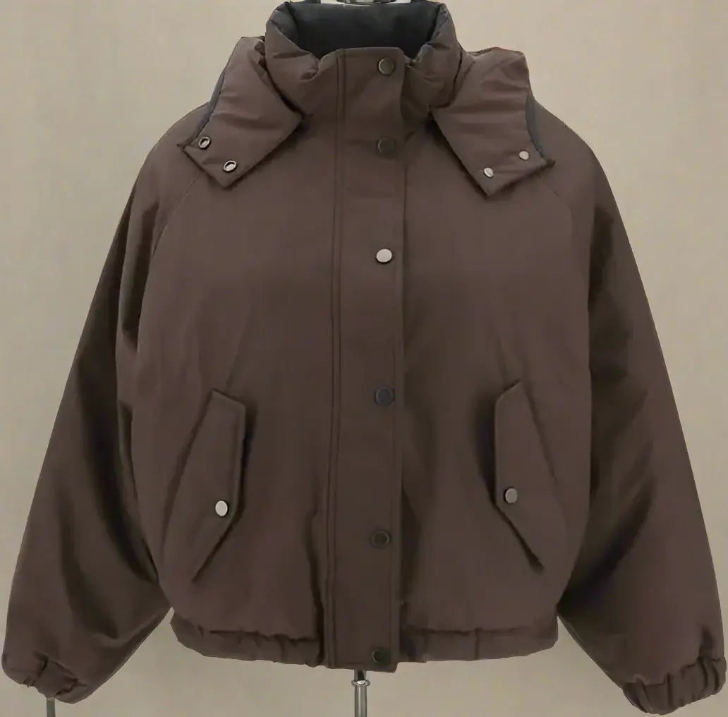 Brown jacket with a hood on a white background