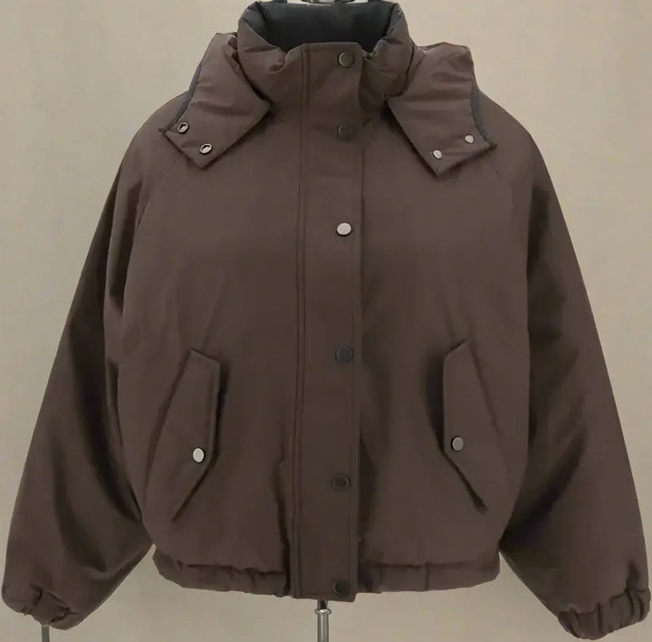 Brown jacket with a hood on a white background