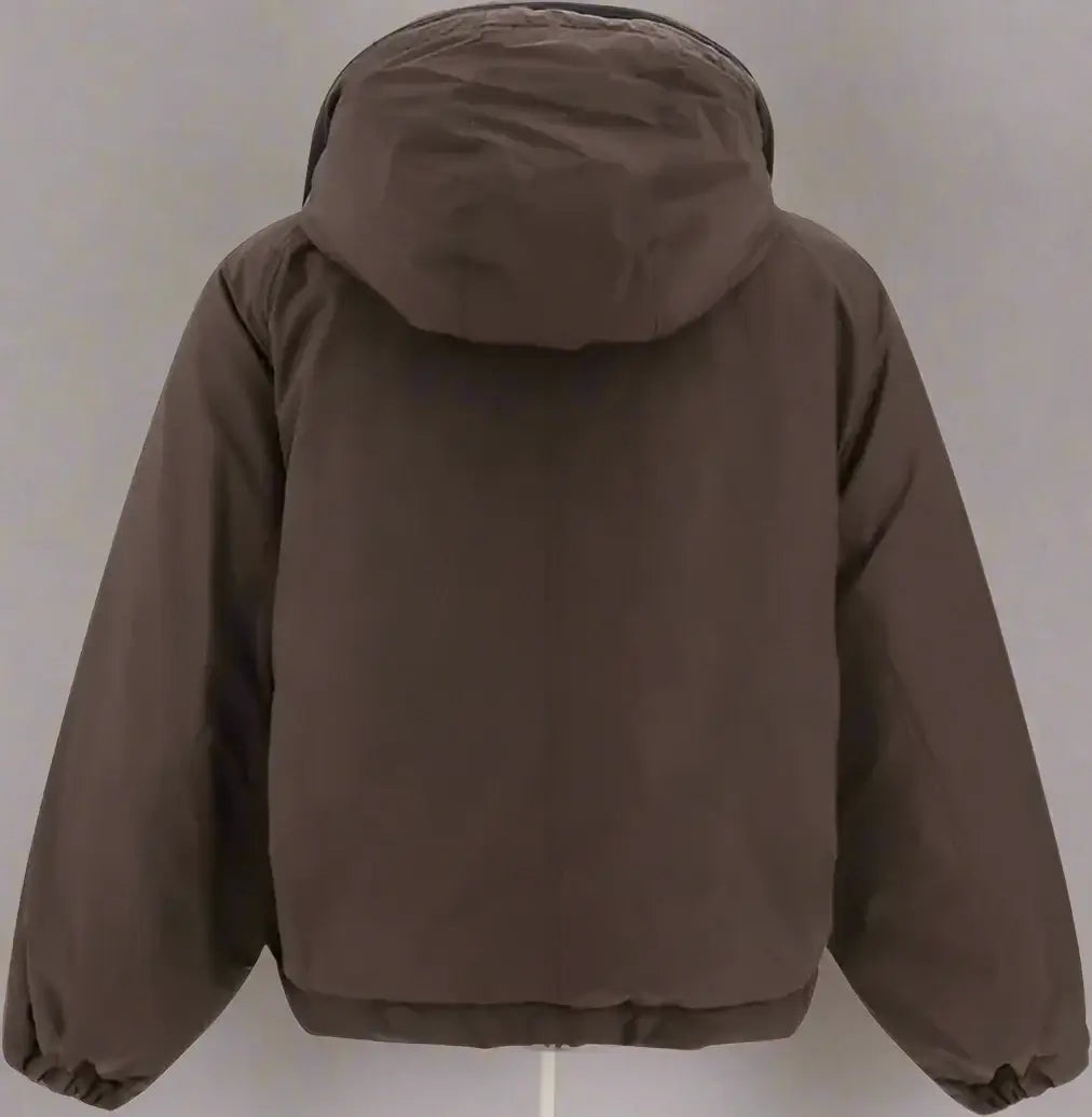 Brown jacket with a hood on a white background