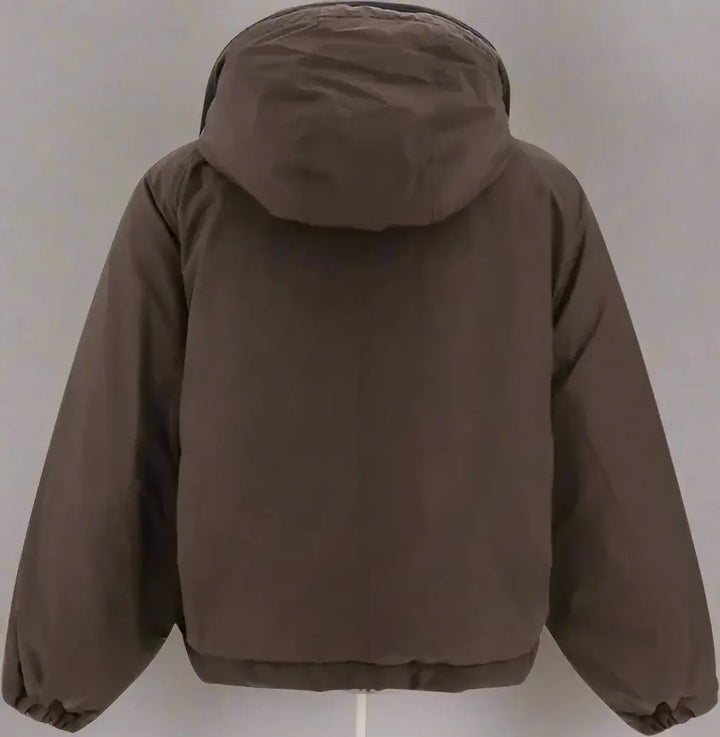 Brown jacket with a hood on a white background