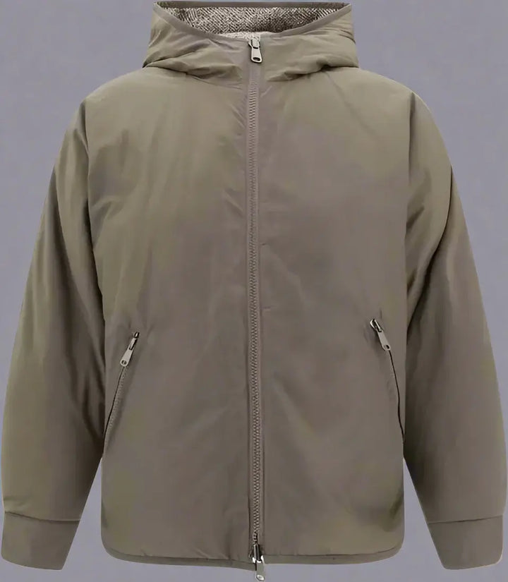 Brown jacket with a hood on a white background