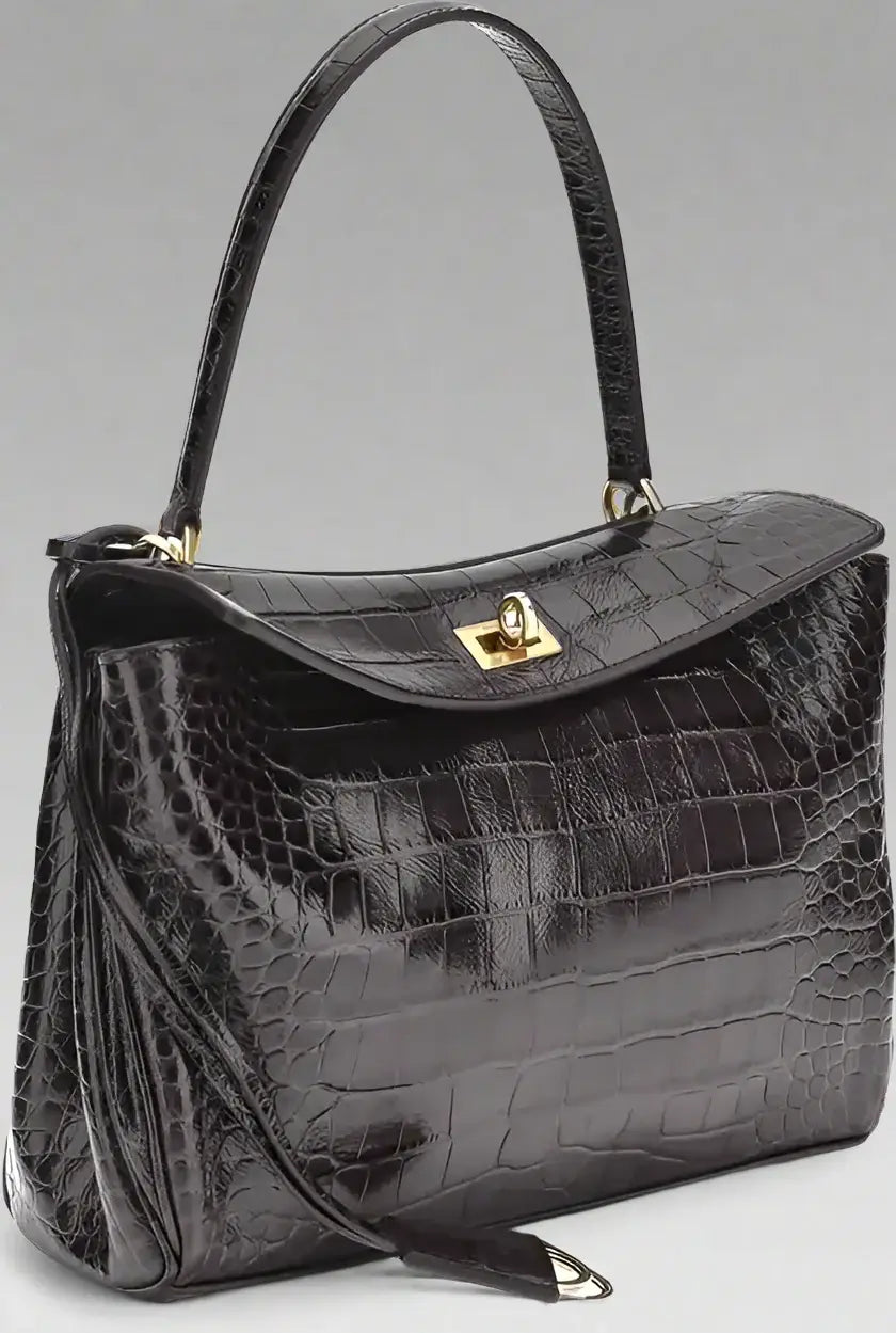 BALENCIAGA Rodeo Shoulder Bag in crocodile-print leather