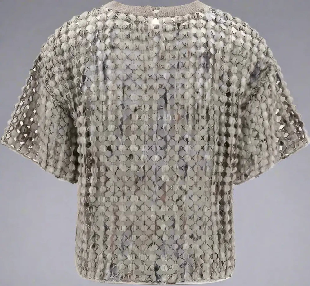 Textured gray top on a white background