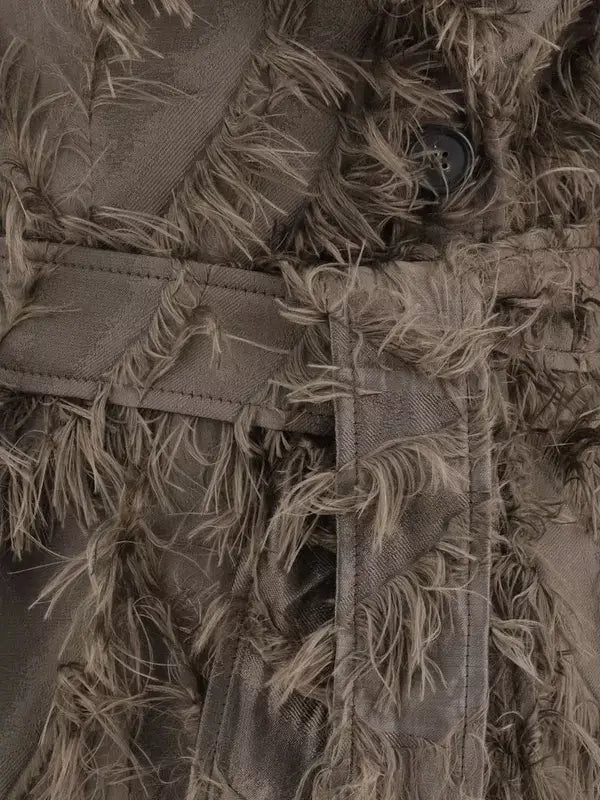 BRUNELLO CUCINELLI women's brown Coat with fur details