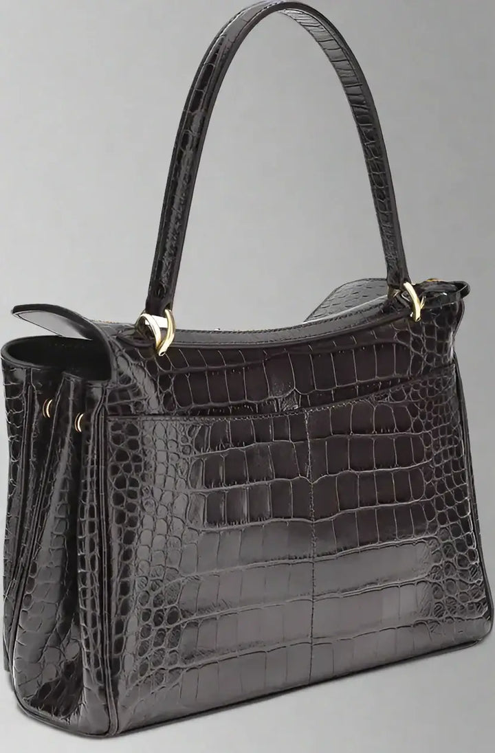 BALENCIAGA Rodeo Shoulder Bag in crocodile-print leather
