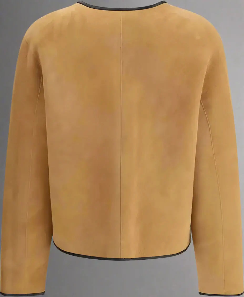 Brown leather jacket on a white background