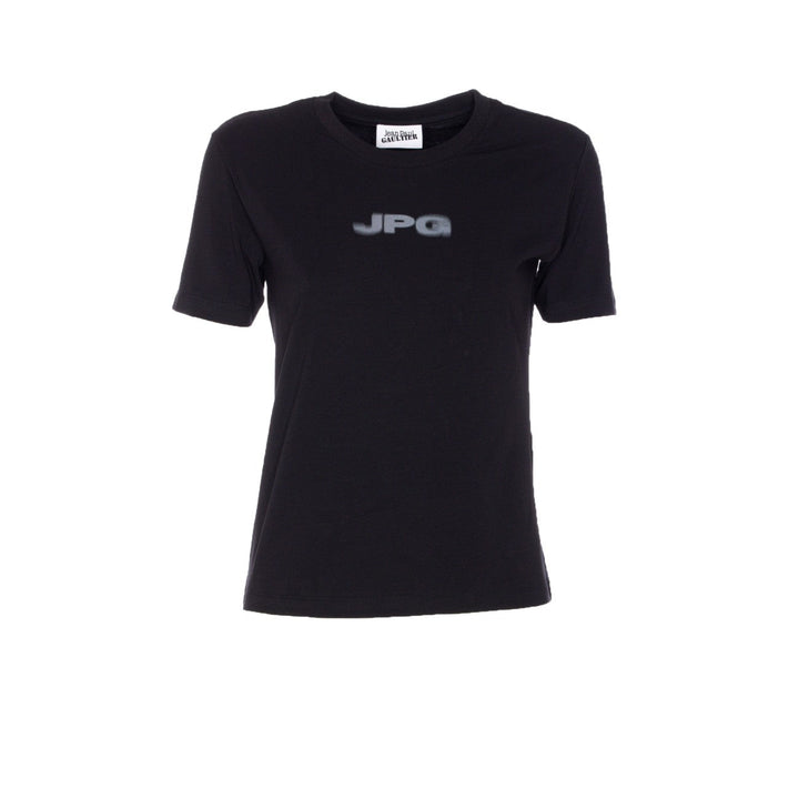 Black t-shirt with 'JPG' logo on a white background