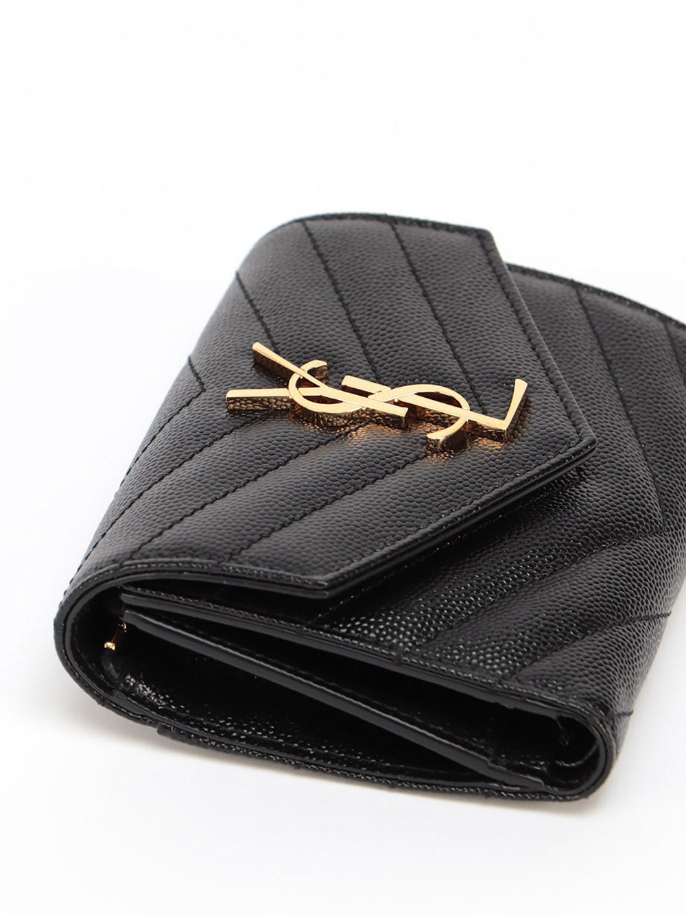 Saint Laurent Women `Cassandre Matelassé` Compact Tri Fold Wallet