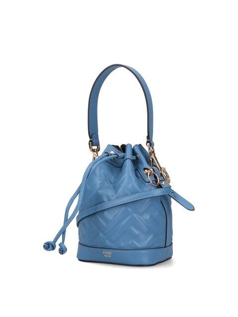 Blue drawstring bag on a white background