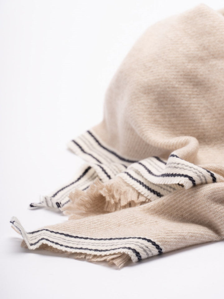 Brunello Cucinelli Men Cashmere Scarf With Striped Edge