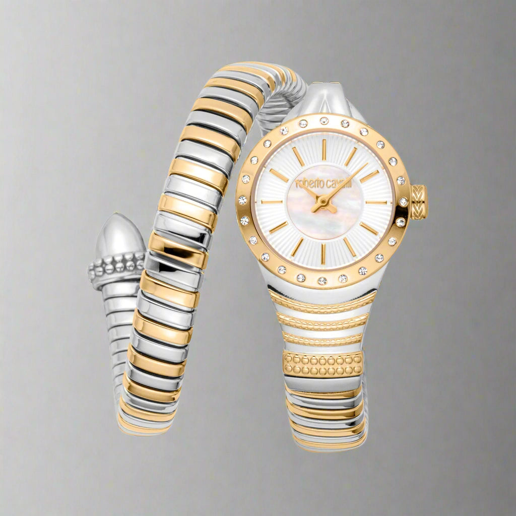 Roberto Cavalli women's two tone serpent bracelet Watches