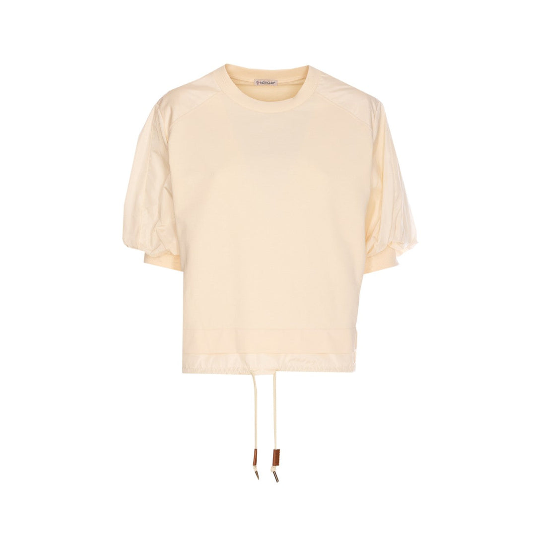 Moncler Women Cotton T-Shirt With Puff Sleeves