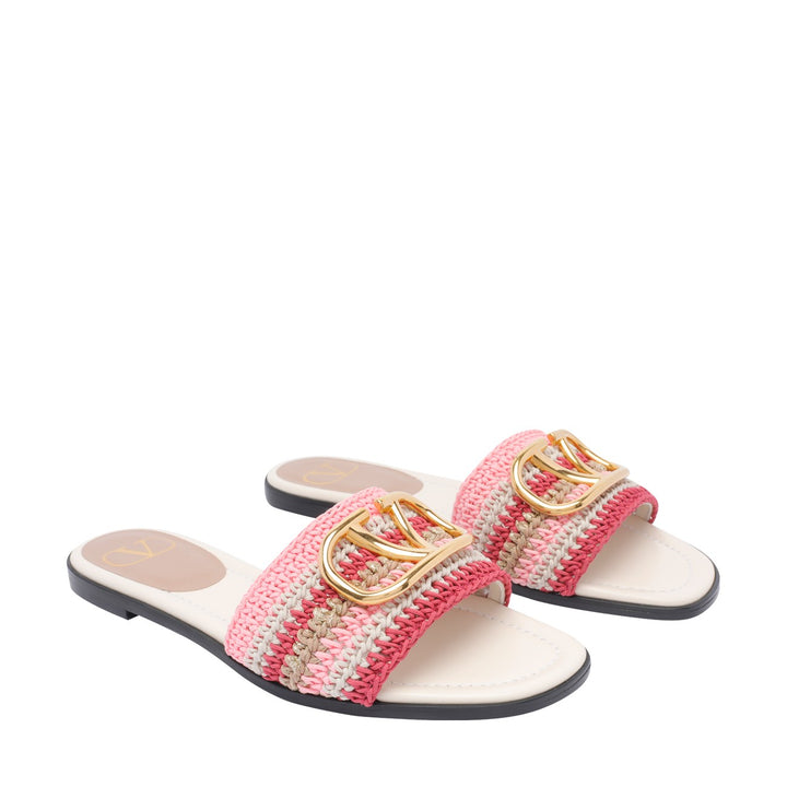 Valentino Garavani Women Crochet Embroidery Vlogo Signature Slide Sandals