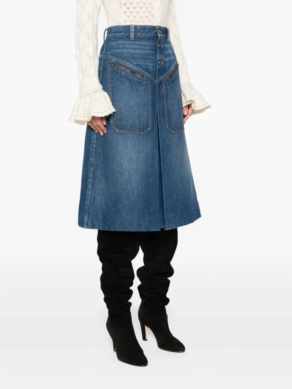 Chloe Women Denim Midi Skirt