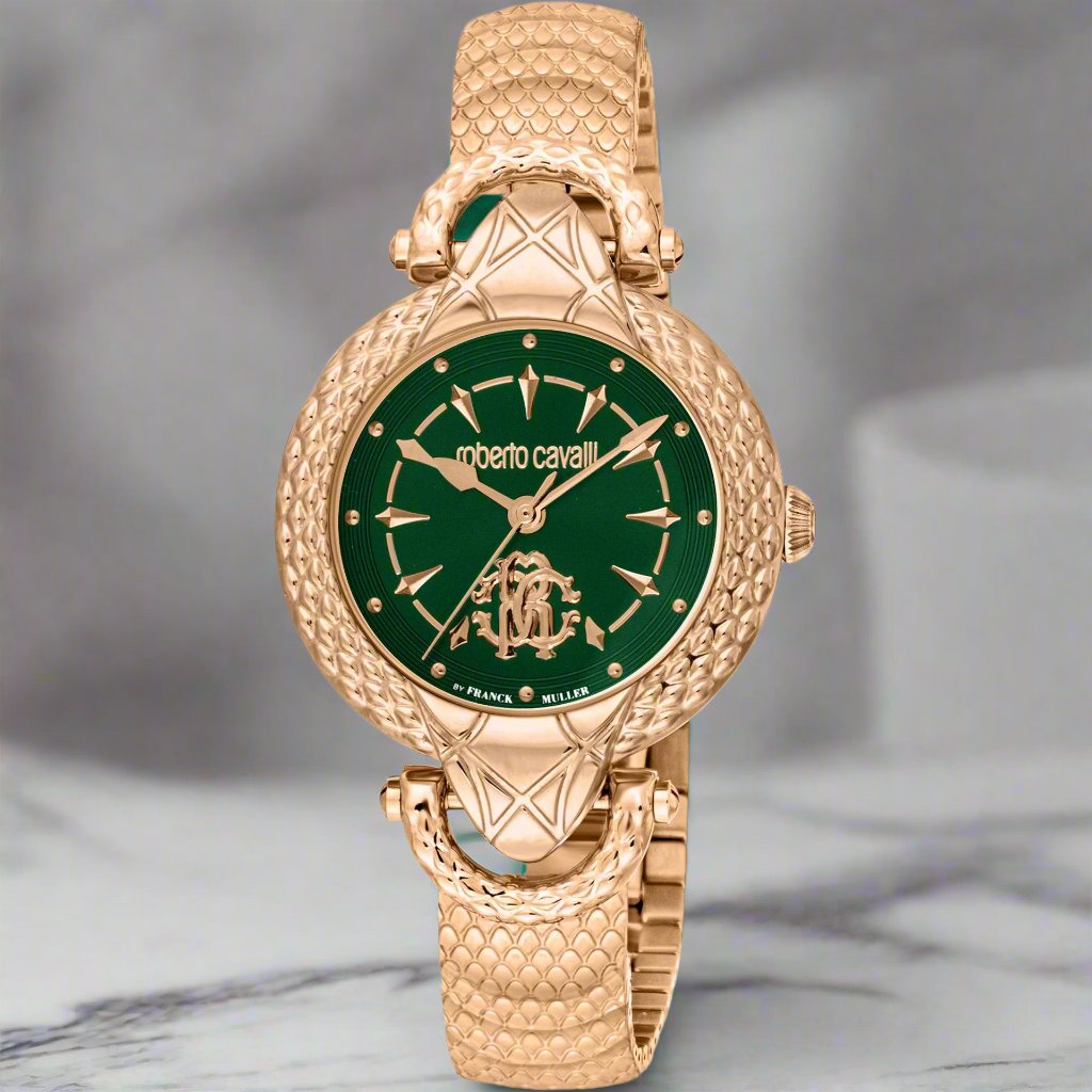 Roberto Cavalli By Franck Muller women's rose gold tone green dial Watch