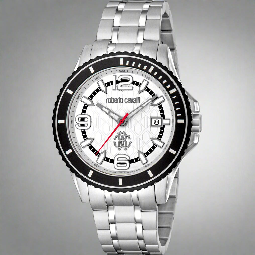 Roberto Cavalli By Franck Muller Watches white dial with black bezel