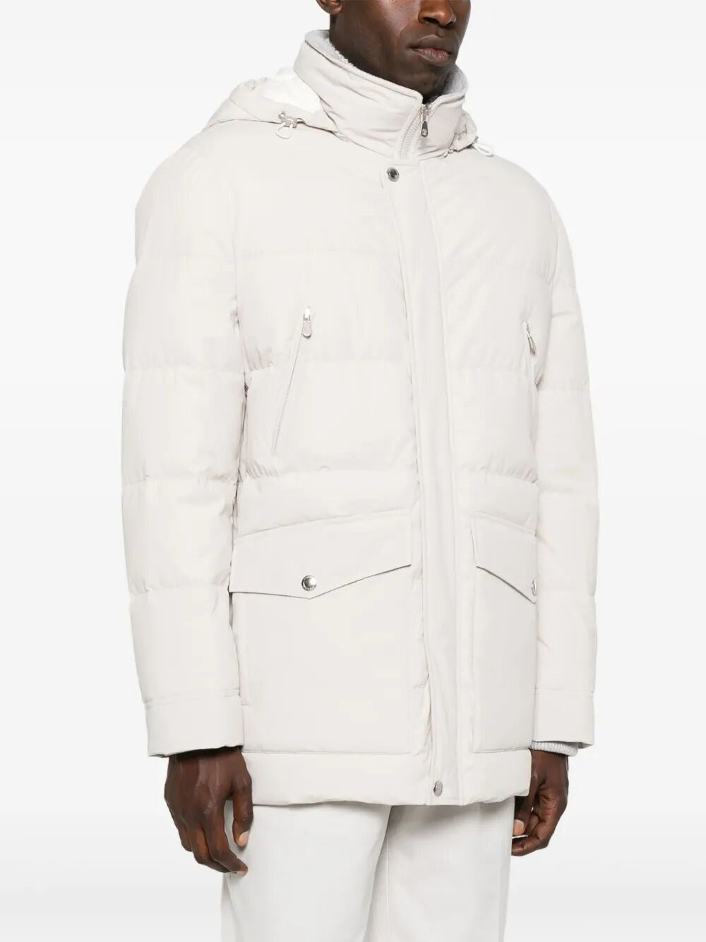 Brunello Cucinelli Men Padded Jacket With Detachable Hood