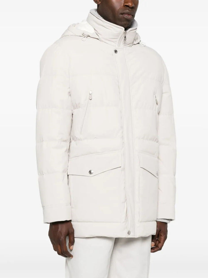 Brunello Cucinelli Men Padded Jacket With Detachable Hood