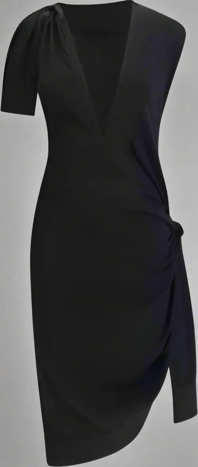 FERRAGAMO black Asymmetrical knit Dress