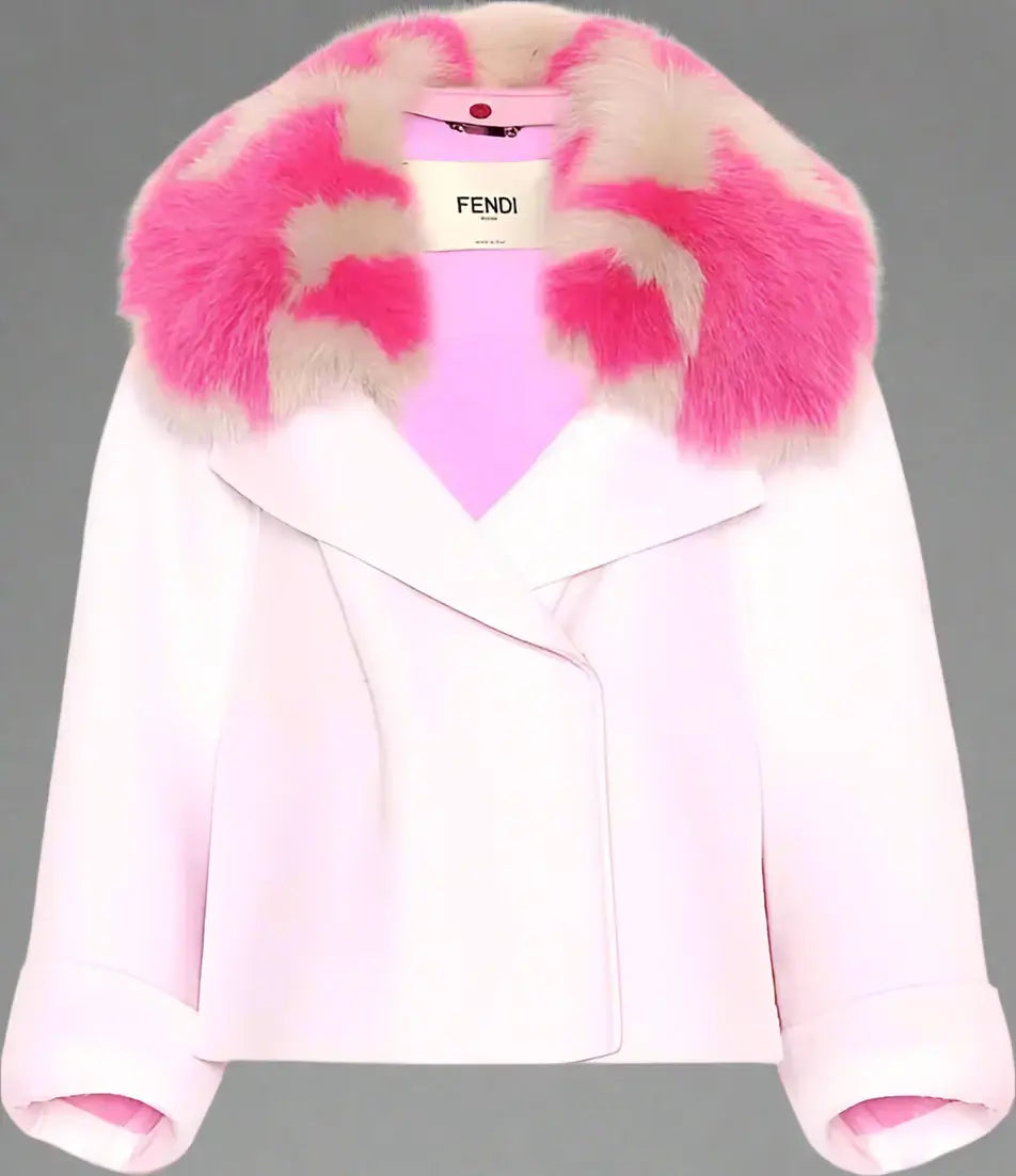 FENDI women's  Fur Collar Cashmere Cape Jacket