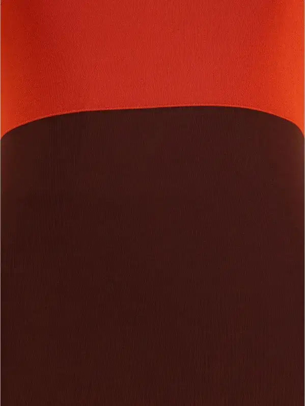 Two-tone fabric swatch with red and brown colors