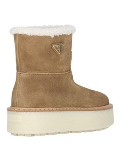 Prada Women Logo Shearling Boots