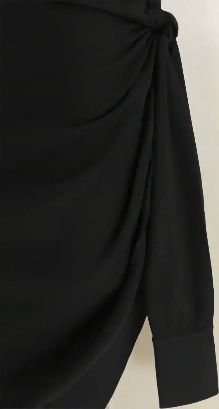 FERRAGAMO black Asymmetrical knit Dress