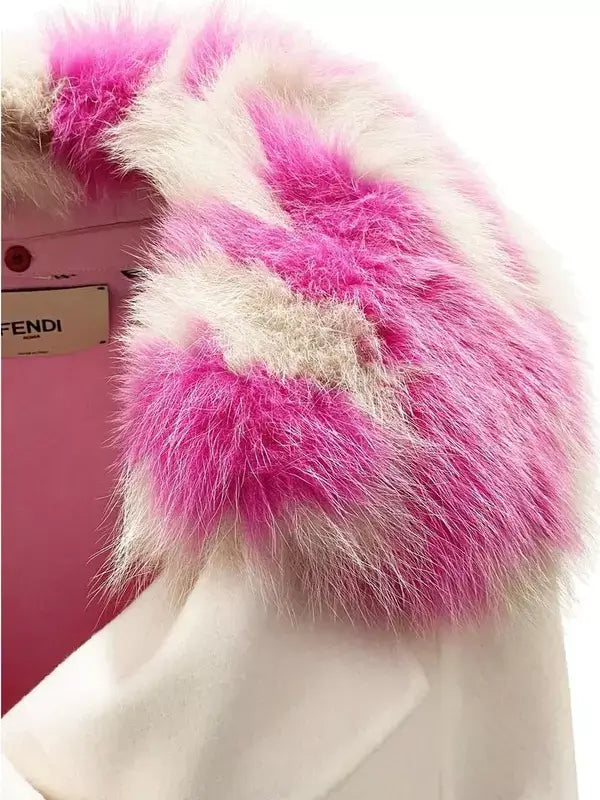 FENDI women's  Fur Collar Cashmere Cape Jacket