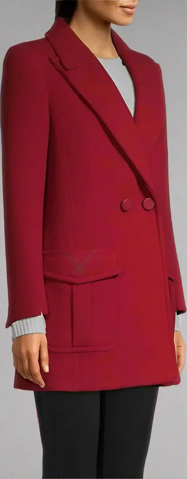 FENDI women's red Fur Collar Wool Coat