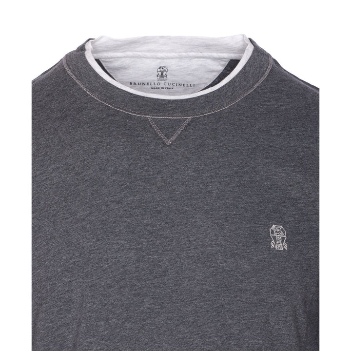 Brunello Cucinelli Men Faux Layering Logo T-Shirt