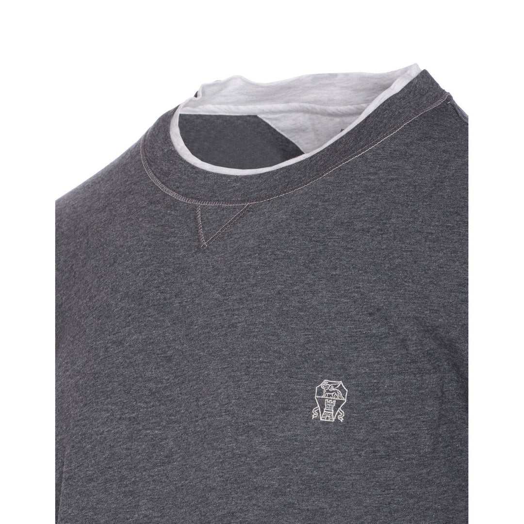 Brunello Cucinelli Men Faux Layering Logo T-Shirt