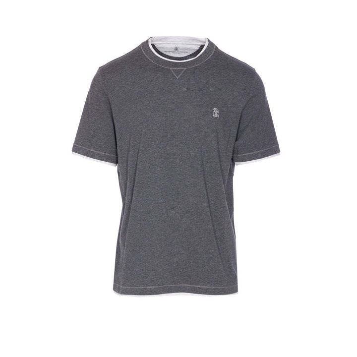 Brunello Cucinelli Men Faux Layering Logo T-Shirt