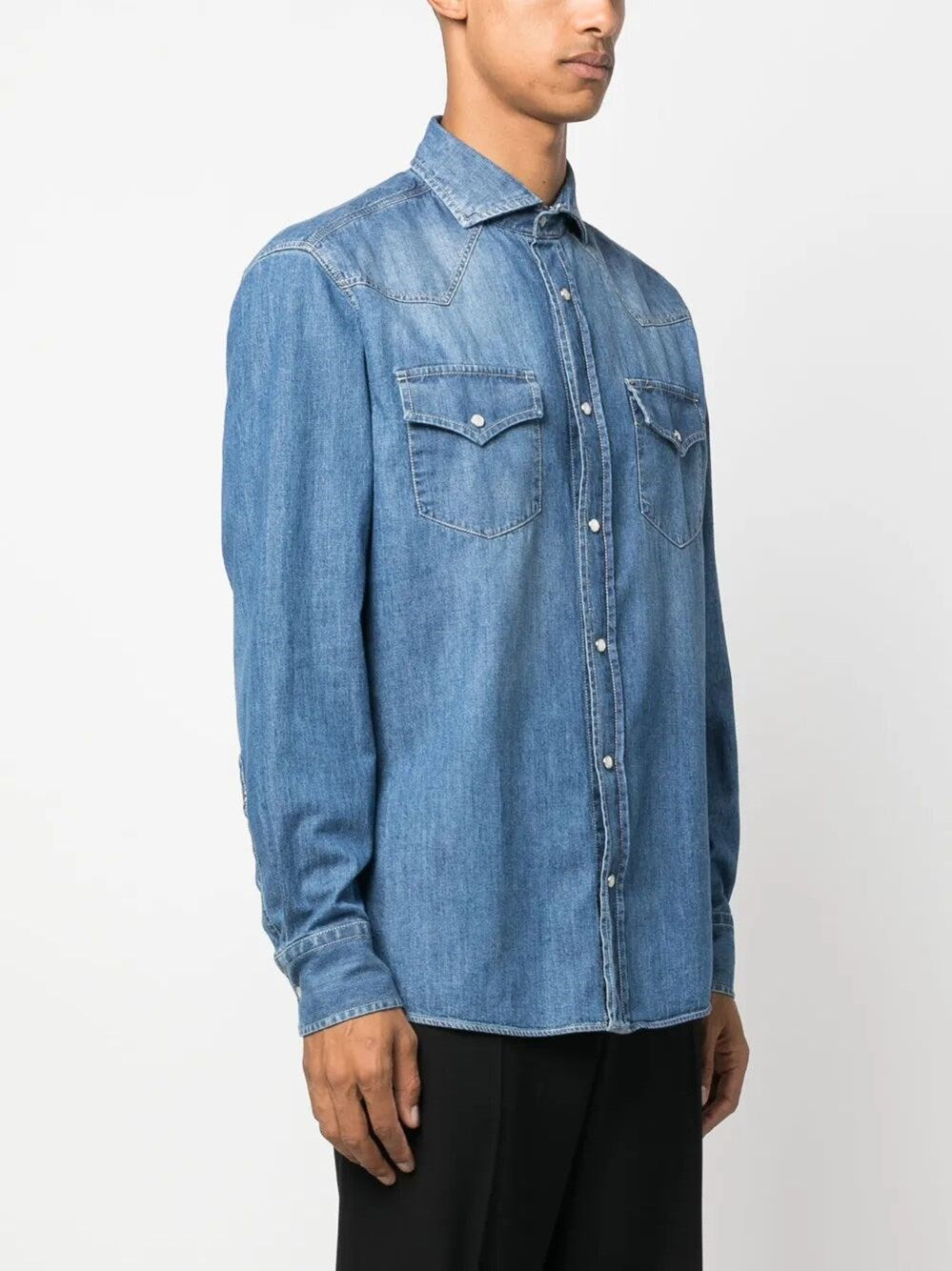 Brunello Cucinelli Men Denim Shirt