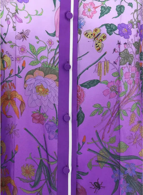 GUCCI women's violet Floral silk Shirt