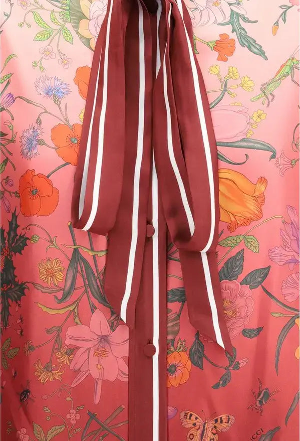 GUCCI women's long sleeve Silk floral Shirt