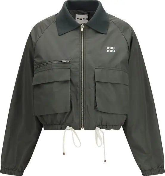 Miu Miu Bicolor Polyester Shell Jacket Oversize AW26