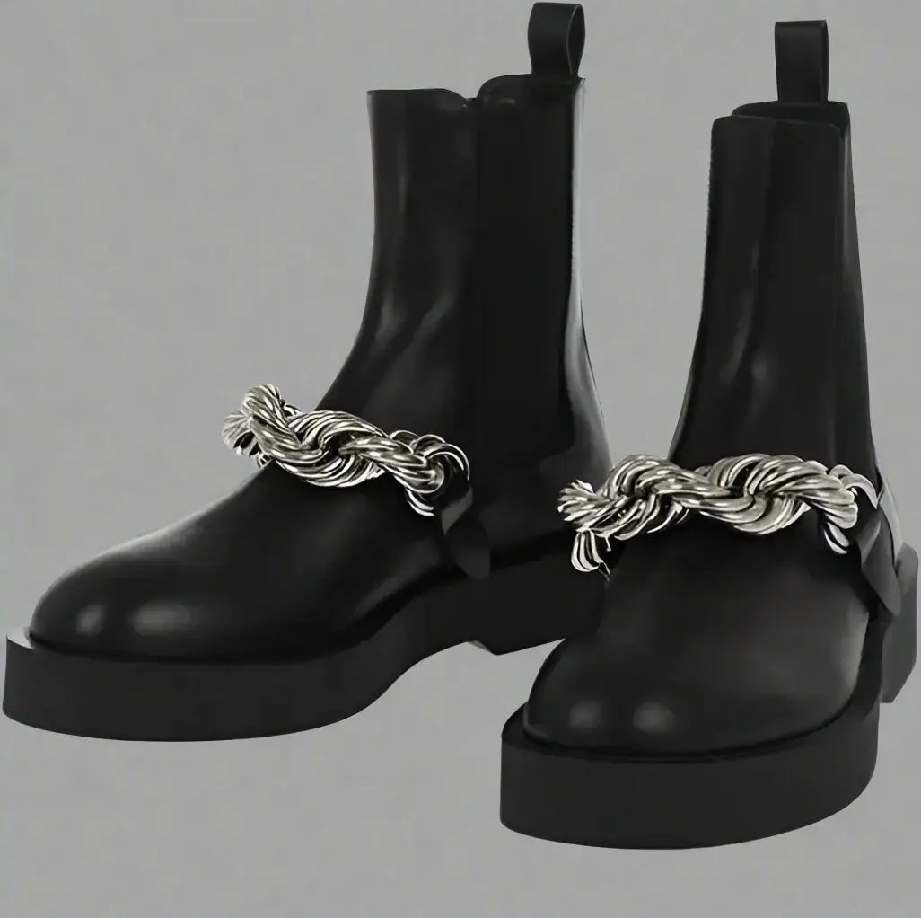 Jil Sander black Leather Chelsea Booties with Chain Detail
