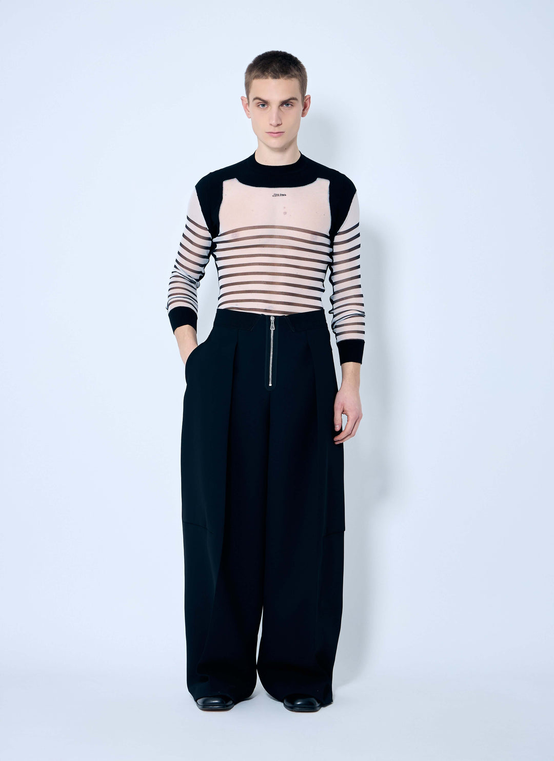 Jean Paul Gaultier Men Marniniere Mesh And Knit Top
