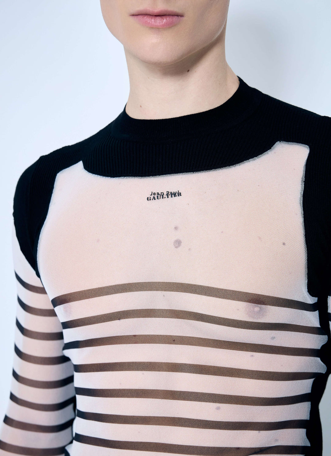 Jean Paul Gaultier Men Marniniere Mesh And Knit Top