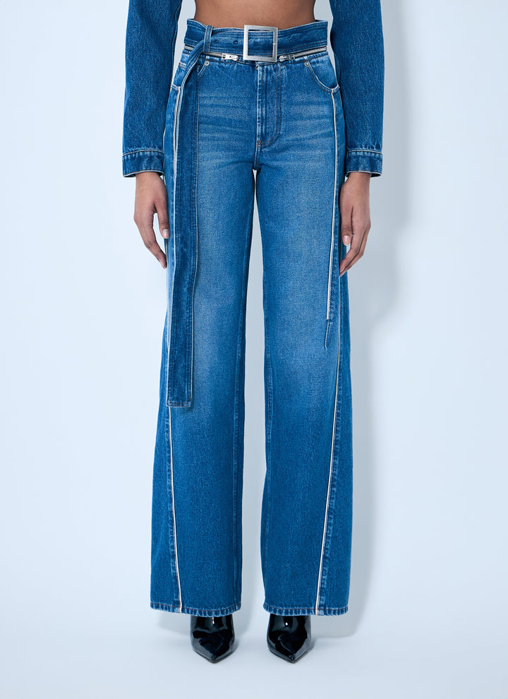 Jean Paul Gaultier Women Zip-Belt Denim Jeans