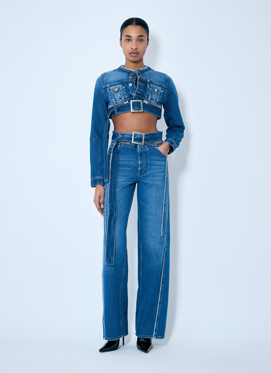 Jean Paul Gaultier Women Zip-Belt Denim Jeans