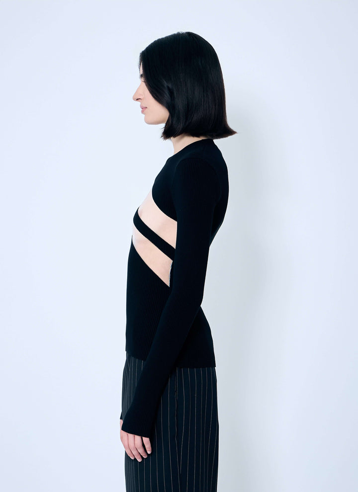 Jean Paul Gaultier Women Rib Sweater With Transparent Panels