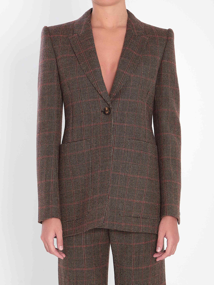 Chloe Women Checked Wool Tailored Jacket