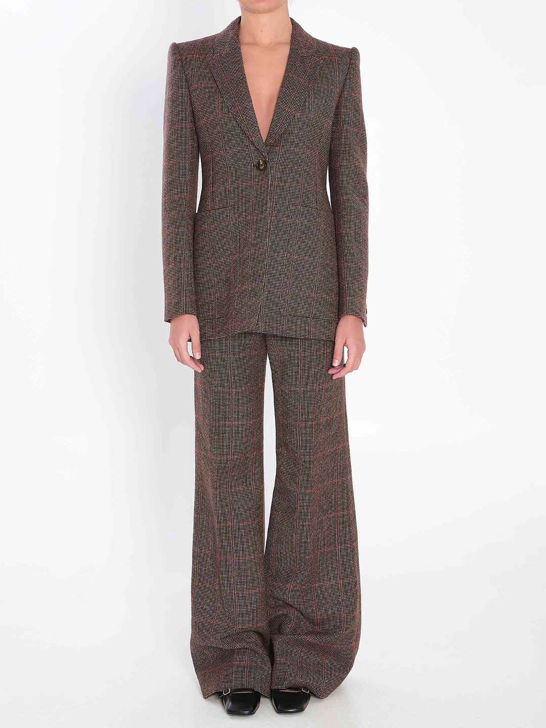 Chloe Women Checked Wool Tailored Jacket