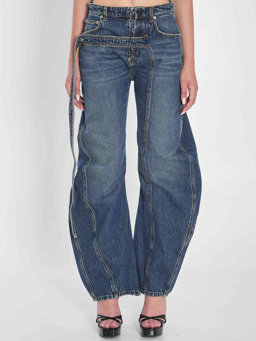 Jean Paul Gaultier Women Strap Jeans In Denim