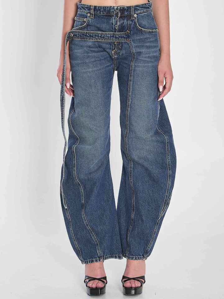 Jean Paul Gaultier Women Strap Jeans In Denim