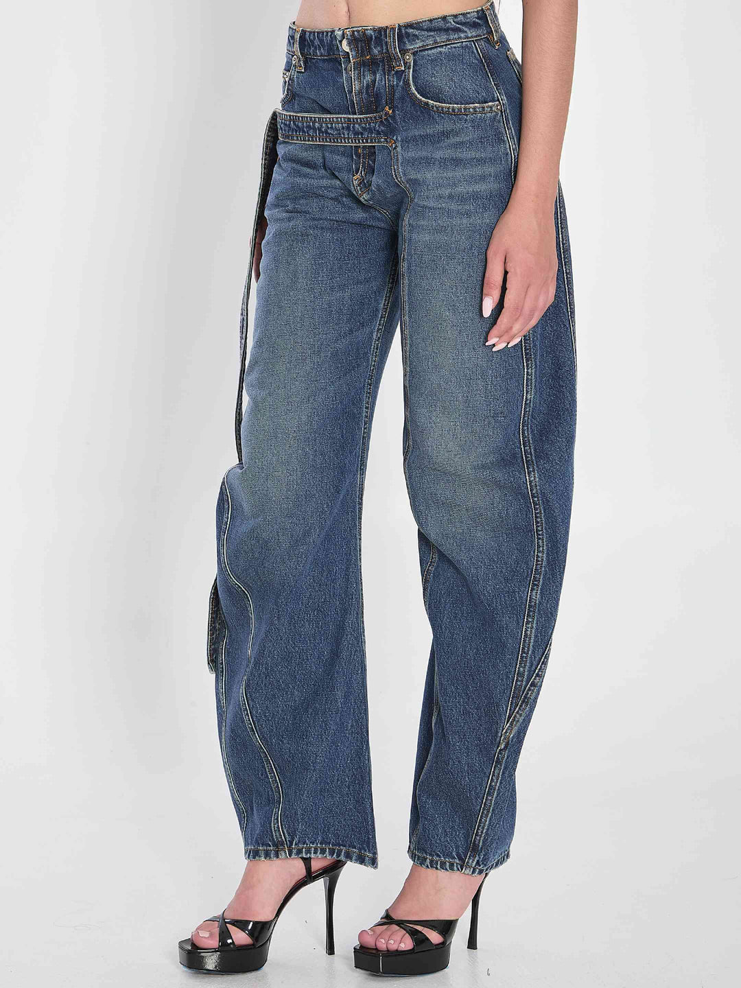 Jean Paul Gaultier Women Strap Jeans In Denim