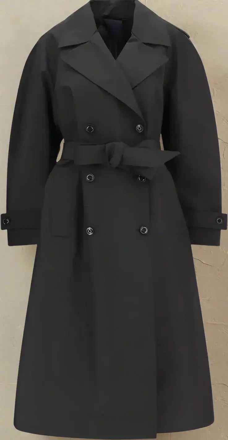 Black trench coat on a white background