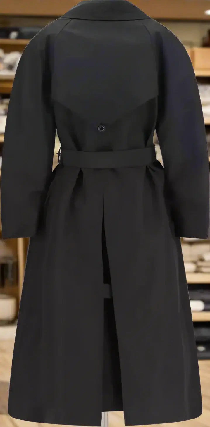 Black trench coat on a white background